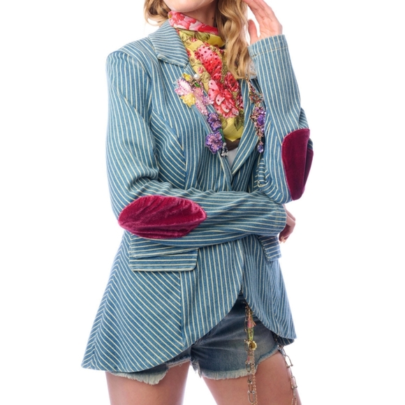 Alaia Striped Denim Blazer (3/24/26) - Picture 3 of 8